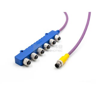 Alternative view of NMEA2000 Micro Drop Cable with 5Pin M12 6 Ports Male-Female T-Connector For Marine & Oceanic System