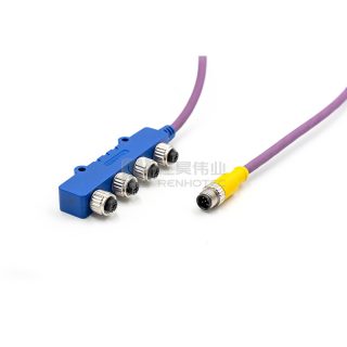 Alternative view of NMEA2000 Micro Drop Cable with 5Pin M12 4 Ports Male-Female T-Connector For Marine & Oceanic System