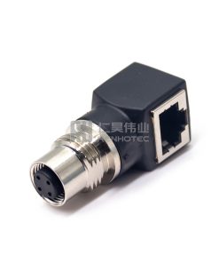Переходник с M12 на RJ45 под прямым углом с женской стороны на женскую