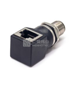 Переходник M12 на RJ45 под прямым углом с мужского на женский