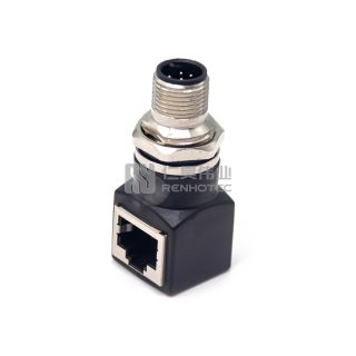 Alternative view of M12 to RJ45 Right Angled Adapter Male to Female