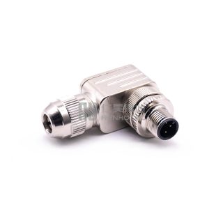 Alternative view of M12 Field Wireable Connector Male Right Angle Metal Shell Shielded