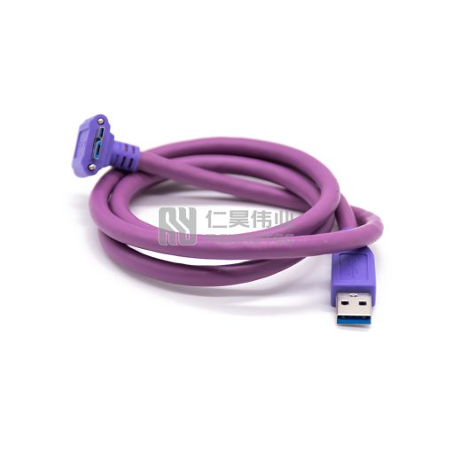 USB 3.0 Plug to Right Angle Micro B Right Angle Cable with Screw Lock for Industry Camera