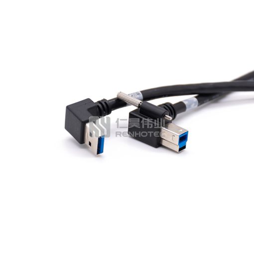 USB 3.0 Right Angle Plug to Right Angle Type-B USB Cable with Screw Lock for Industry Camera - Image 3