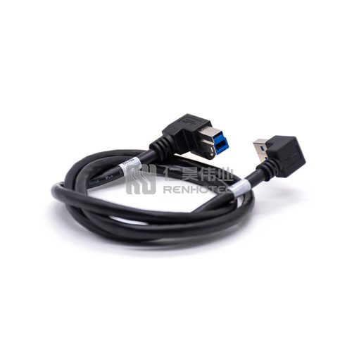USB 3.0 Right Angle Plug to Right Angle Type-B USB Cable with Screw Lock for Industry Camera