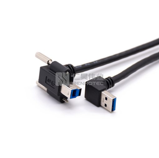 USB 3.0 угловой разъем на угловой разъем Type-B USB-кабель с винтовым замком для промышленной камеры — изображение 2