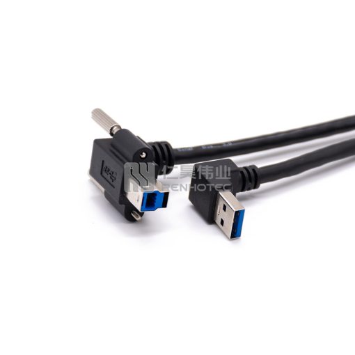USB 3.0 угловой разъем на угловой разъем Type-B USB-кабель с винтовым замком для промышленной камеры — изображение 3