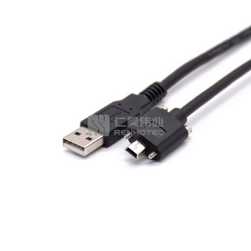 Кабель USB 2.0 разъем на мини USB винтовой разъем черный, 1 м, литой под давлением — изображение 3