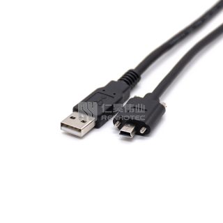 USB 2.0 Plug to mini USB Screw-on Plug Black 1m Injection Molded Cable