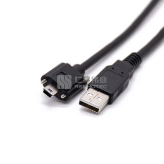 Alternative view of USB 2.0 Plug to mini USB Screw-on Plug Black 1m Injection Molded Cable