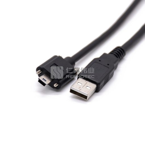 Кабель USB 2.0 разъем на мини USB винтовой разъем черный, 1 м, литой под давлением — изображение 2