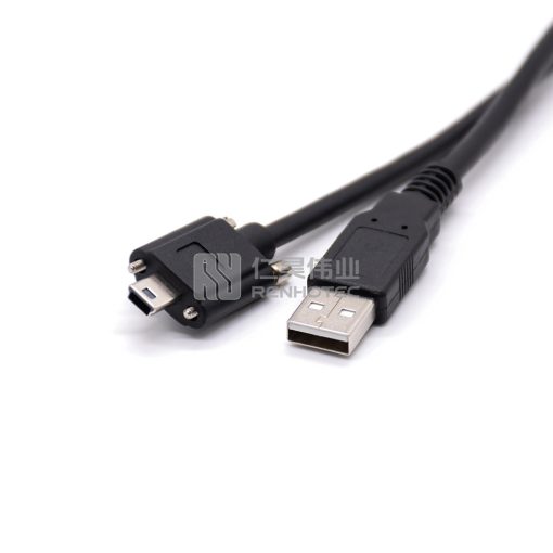 Кабель USB 2.0 разъем на мини USB винтовой разъем черный, 1 м, литой под давлением — изображение 4