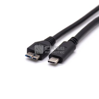 USB MicroB Plug to Type-C Plug Black Injection Molded Cable