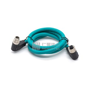 Alternative view of M12 Plug X code to M12 Jack A code 8 Pin 26AWG GigE Camera Cable