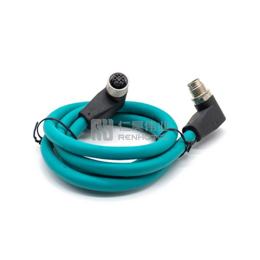 Кабель GigE камеры с разъемом M12 X-код и разъемом M12 A-код, 8 пин, 26 AWG