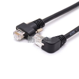 Alternative view of RJ45 Screw-on bend Plug to RJ45 Plug Black 1m GigE Camera Cable