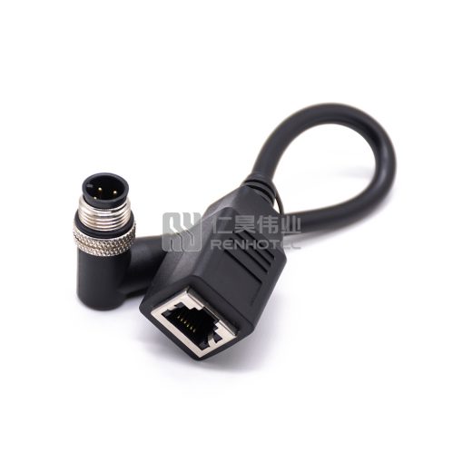 Кабель GigE камеры с разъемом M12 4-pin и разъемом RJ45, черный, 20 см — изображение 4