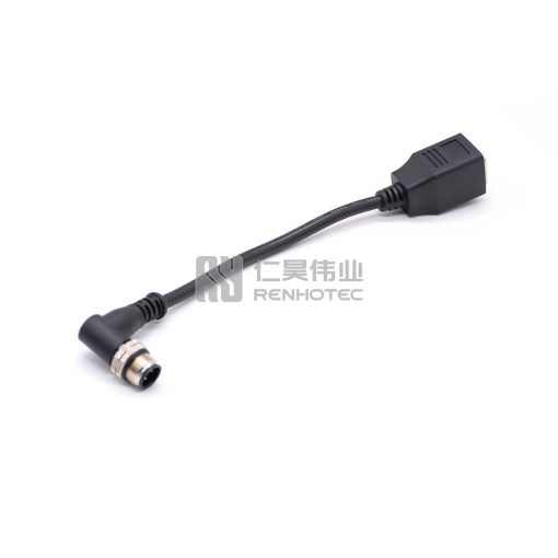 Кабель GigE камеры с разъемом M12 4-pin и разъемом RJ45, черный, 20 см — изображение 2