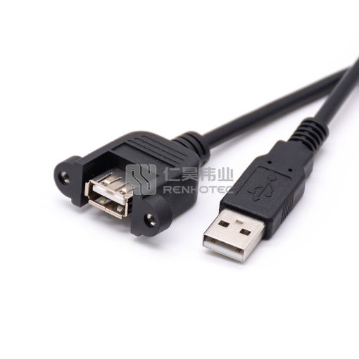 Кабель USB 2.0 разъем - USB 2.0 винтовой разъем черный, литой под давлением — изображение 3