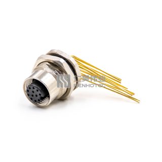 M12 Panel Mount Connectors Female Right Angle Socket Through Holer Front Fastened