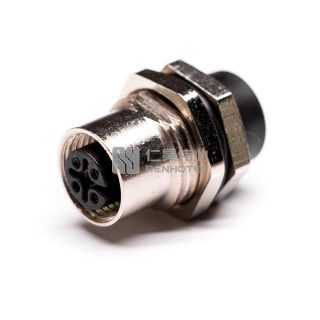 M12 Panel Mount Connectors Female Socket Through Hole Front Fastened (M16*1.5)