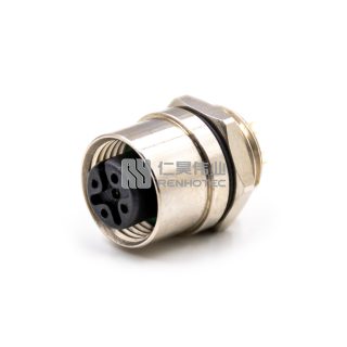 M12 Panel Mount Connectors Female Socket Solder Back Fastened (M16*1.5)