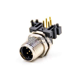 M12 Panel Mount Connectors Male Right Angle Socket Through Holer with Bracket