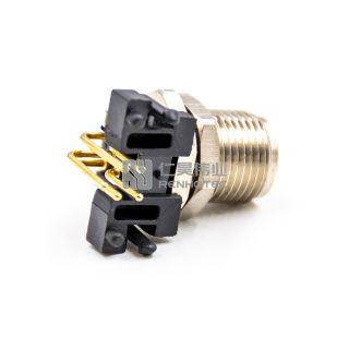 Alternative view of M12 Panel Mount Connectors Male Right Angle Socket Through Holer with Bracket