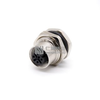 M12 Panel Mount Connectors Female Socket Solder Front Fastened (M16*1.5)