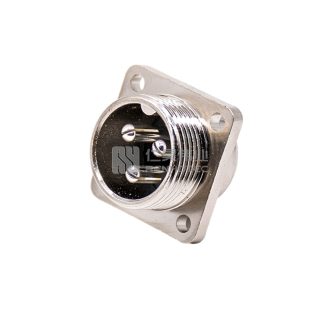 GX16 4-Hole Flange Type Male Socket Solder Silver