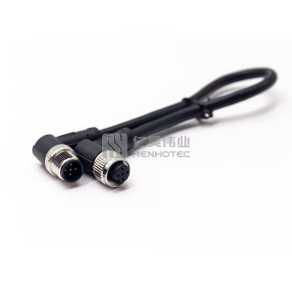 Alternative view of M12 Male to Female Right Angle Molded Cables