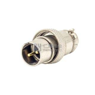 GX16 Reverse Type Male Plug Threaded Cable Mount Solder Silver