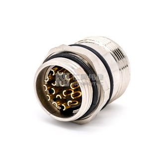 Alternative view of M23 Male Receptacle Bulkhead - Back Side Nut Solder Cup Mount