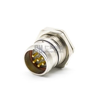 M23 Male Receptacle Bulkhead - Front Side Nut Solder Cup Mount