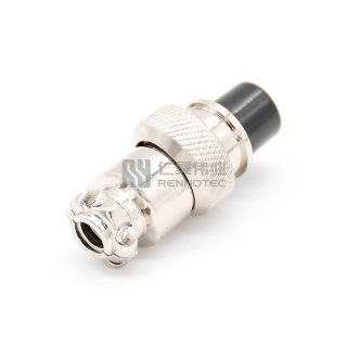 Alternative view of GX12 Standard Type Female Straight Plug Threaded Cable Mount Solder Silver