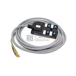 M12 Distribution Box 4-Port with PUR/PVC Cable Gray