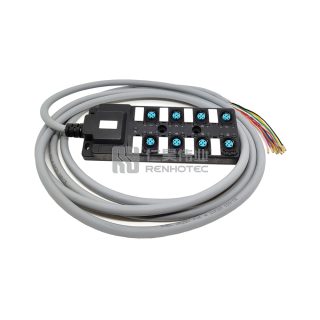 Alternative view of M12 Distribution Box 8-Port with PUR/PVC Cable Gray