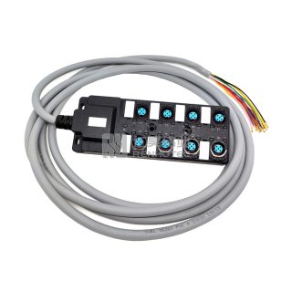 M12 Distribution Box 8-Port with PUR/PVC Cable Gray