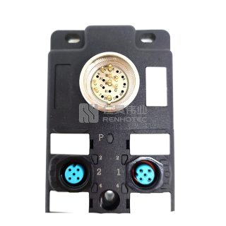 Alternative view of M12 Distribution Box 6-Port, Dual Channel PNP, LED Indication, Standard Body M23 Pre-Made Interface