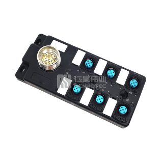 M12 Distribution Box 6-Port, Single Channel NPN, LED Indication, Standard Body M23 Pre-Made Interface