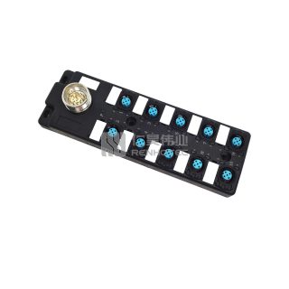 M12 Distribution Box 10-Port, Single Channel PNP, LED Indication, Standard Body M23 Pre-Made Interface
