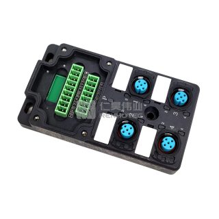 Распределительный блок M12 на 4 порта, двойной канал NPN, с LED-индикацией, стандартный корпус, PCB интерфейс