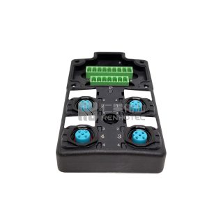 Alternative view of M12 Distribution Box 4-Port, Dual Channel NPN, LED Indication, Standard Body PCB Interface