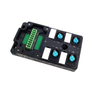 Распределительный блок M12 на 4 порта, одноканальный NPN, с LED-индикацией и стандартным корпусом PCB