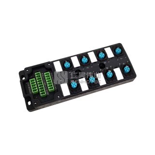 Alternative view of M12 Distribution Box 8-Port, Dual Channel PNP, LED Indication, Standard Body PCB Interface