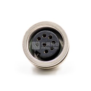 Alternative view of M16 Female Receptacle Bulkhead - Back Side Nut Through Hole Mount