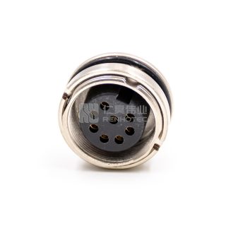 Alternative view of M16 Female Receptacle Bulkhead - Front Side Nut Through Hole Mount