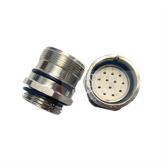 M23 Female Receptacle Bulkhead - Back Side Nut Solder Cup Mount