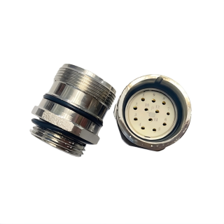 M23 Female Receptacle Bulkhead - Back Side Nut Solder Cup Mount