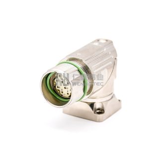 Alternative view of M23 Female Right Angle Receptacle Flange Crimp Mount